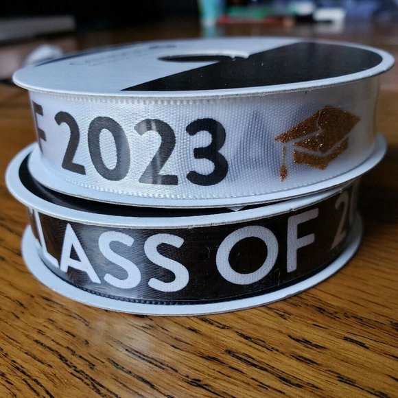 Class of 2023 Pair of Graduation Themed 5/8 in Satin Ribbon by Celebrate It - Picture 2 of 5